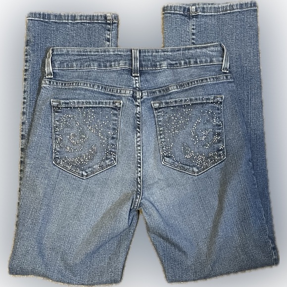 NYDJ Denim - NYDJ Straight Leg Rhinestone Embellished Jeans size 4P